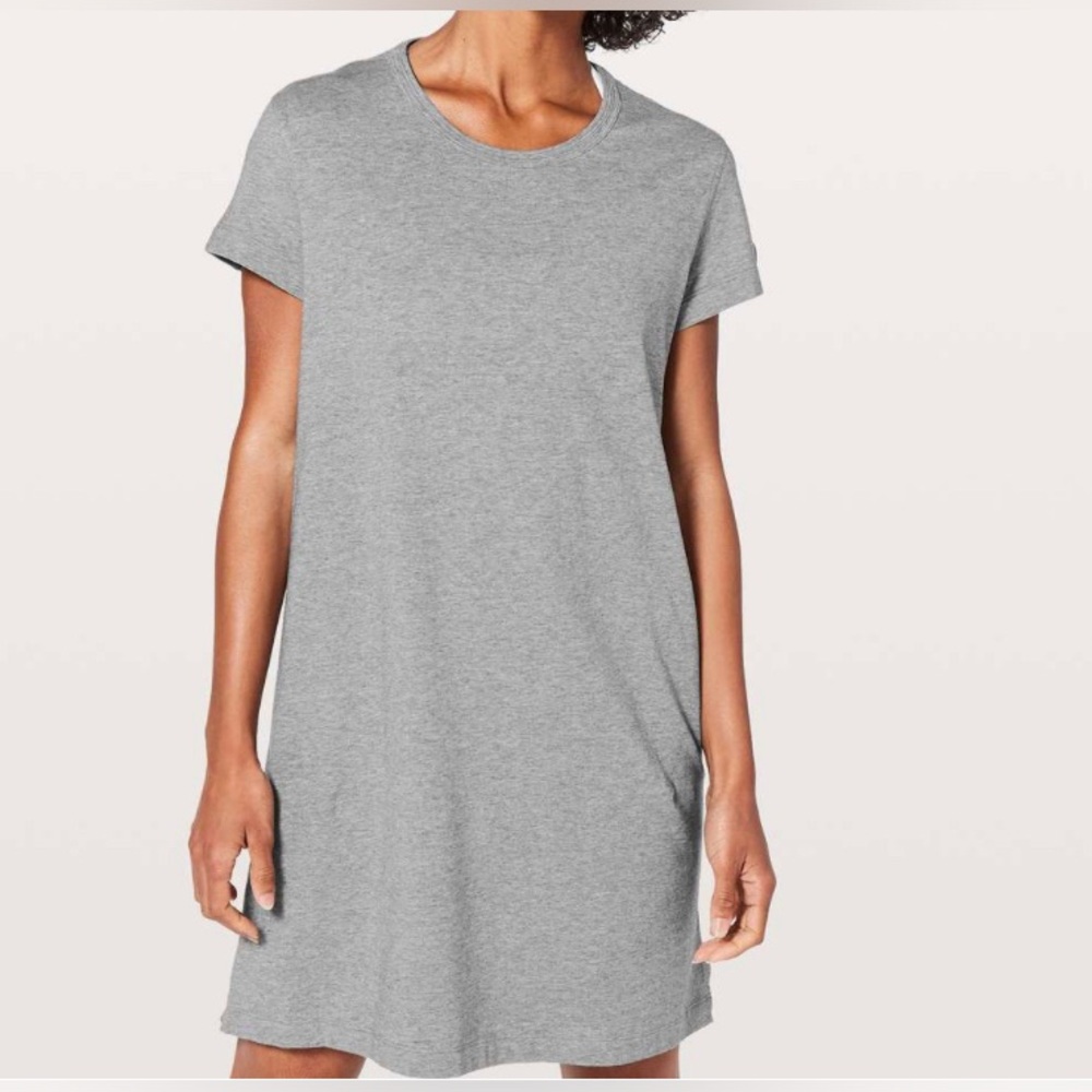Lululemon Size 6 Summer Day Tripper Dress Heathered Medium Grey Open Back Cotton - Picture 3 of 15